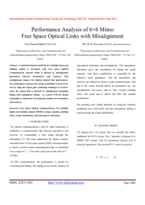 Performance Analysis of 6×6 Mimo Free Space Optical Links with Misalignment
