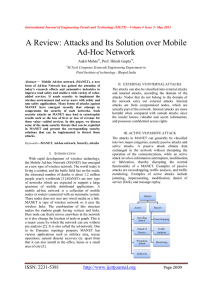 A Review: Attacks and Its Solution over Mobile Ad-Hoc Network  —