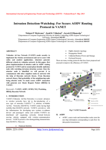 Intrusion Detection-Watchdog: For Secure AODV Routing Protocol in VANET Nishant P Makwana