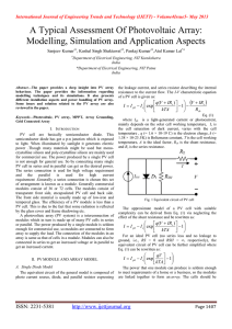 A Typical Assessment Of Photovoltaic Array: Modelling, Simulation and Application Aspects