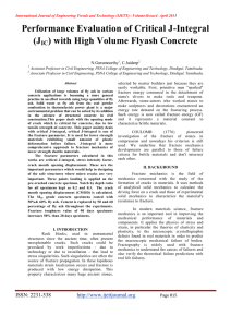 Performance Evaluation of Critical J-Integral (J ) with High Volume Flyash Concrete IC