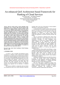 An enhanced QoS Architecture based Framework for Ranking of Cloud Services Mr.K.Saravanan