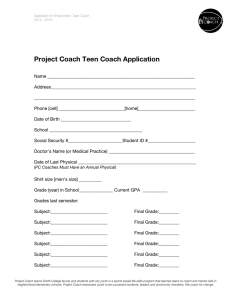 Project Coach Teen Coach Application