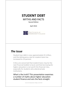 STUDENT DEBT The Issue MYTHS AND FACTS