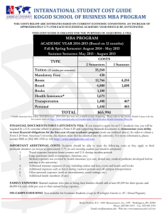 INTERNATIONAL STUDENT COST GUIDE KOGOD SCHOOL OF BUSINESS MBA PROGRAM