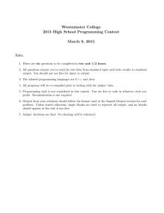 Westminster College 2015 High School Programming Contest March 9, 2015