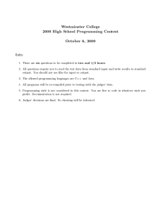 Westminster College 2009 High School Programming Contest October 6, 2009