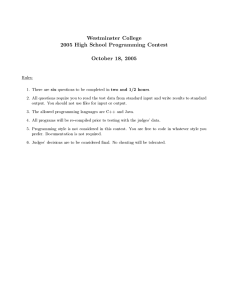 Westminster College 2005 High School Programming Contest October 18, 2005