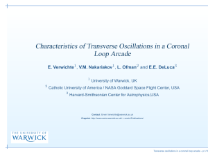 Characteristics of Transverse Oscillations in a Coronal Loop Arcade E. Verwichte V.M. Nakariakov