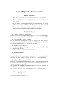 Thermal Physics II – Problem Sheet 2 Part I: Questions