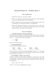 Thermal Physics II – Problem Sheet 4 Part I: Questions