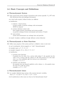 A.1 Basic Concepts and Definitions a) Thermodynamic System