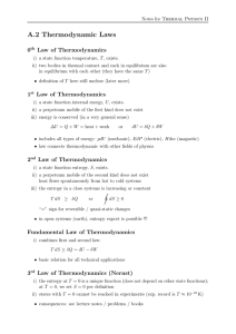 A.2 Thermodynamic Laws 0 Law of Thermodynamics