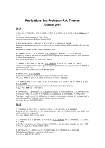 Publications  list:  Professor P.A. Thomas October 2014 2014