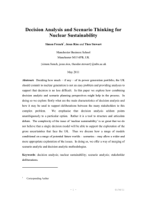 Decision Analysis and Scenario Thinking for Nuclear Sustainability