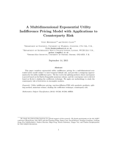 A Multidimensional Exponential Utility Indifference Pricing Model with Applications to Counterparty Risk