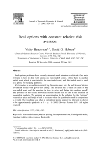 Real options with constant relative risk aversion Vicky Henderson , David G. Hobson