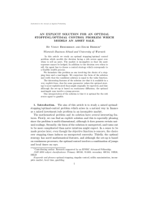 AN EXPLICIT SOLUTION FOR AN OPTIMAL STOPPING/OPTIMAL CONTROL PROBLEM WHICH