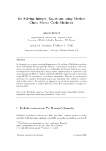 On Solving Integral Equations using Markov Chain Monte Carlo Methods Arnaud Doucet