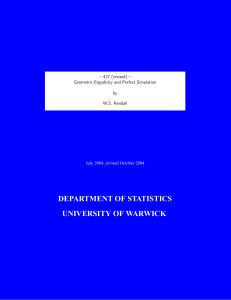 DEPARTMENT OF STATISTICS UNIVERSITY OF WARWICK – 427 (revised) –