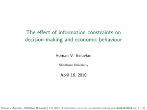 The effect of information constraints on decision-making and economic behaviour