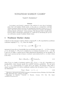 NONLINEAR MARKOV GAMES ∗ Vassili N. Kolokoltsov