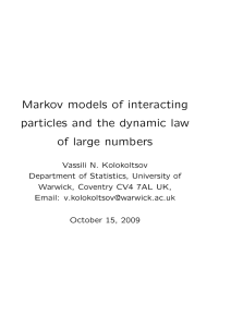 Markov models of interacting particles and the dynamic law of large numbers