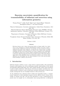 Bayesian uncertainty quantification for transmissibility of influenza and norovirus using information geometry