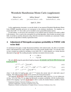 Wormhole Hamiltonian Monte Carlo (supplement) Shiwei Lan Jeffrey Streets Babak Shahbaba