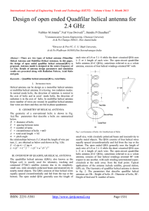 Design of open ended Quadfilar helical antenna for 2.4 GHz