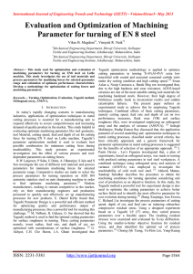 Evaluation and Optimization of Machining