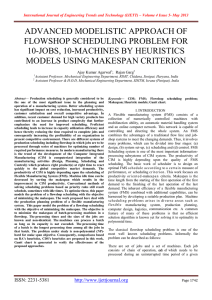 ADVANCED MODELISTIC APPROACH OF FLOWSHOP SCHEDULING PROBLEM FOR 10-JOBS, 10-MACHINES BY HEURISTICS