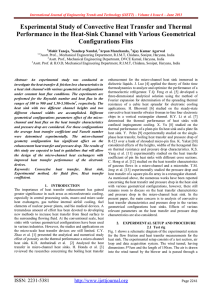Experimental Study of Convective Heat Transfer and Thermal