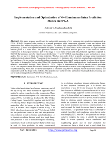 Implementation and Optimization of 4×4 Luminance Intra Prediction Modes on FPGA Ashwini.V,