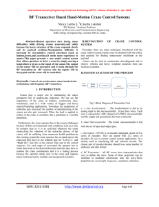 RF Transceiver Based Hand-Motion Crane Control Systems Mercy Lurthu S, K.Seetha Lakshmi