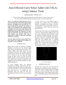 Area Efficient Carry Select Adder (AE-CSLA) using Cadence Tools Gagandeep Singh