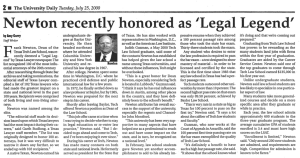 Newton recently honored as · I'Legal Legend'