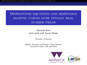 Diophantine equations and semistable elliptic curves over totally real number fields Samuele Anni