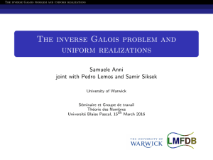 The inverse Galois problem and uniform realizations Samuele Anni