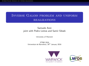 Inverse Galois problem and uniform realizations Samuele Anni