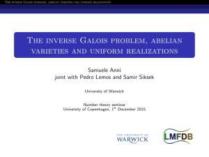 The inverse Galois problem, abelian varieties and uniform realizations Samuele Anni