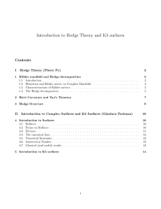 Introduction to Hodge Theory and K3 surfaces Contents 2