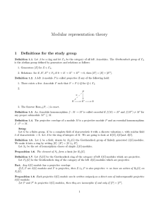 Modular representation theory 1 Denitions for the study group