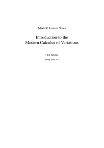 Introduction to the Modern Calculus of Variations MA4G6 Lecture Notes Filip Rindler