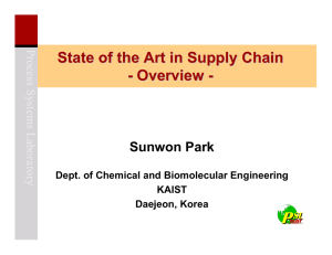 State of the Art in Supply Chain - Overview Sunwon Park