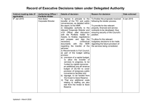 Record of Executive Decisions taken under Delegated Authority