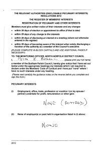 THE RELEVANT AUTHORITIES (DISCLOSABLE PECUNIARY INTERESTS) REGULATIONS 2012