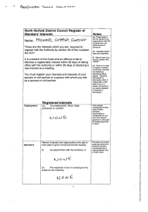 Members' Interests North  Norfolk District  Council  Register of Notes