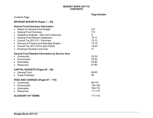 BUDGET BOOK 2011/12 CONTENTS  Page Number