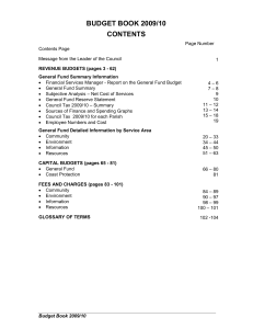 BUDGET BOOK 2009/10 CONTENTS